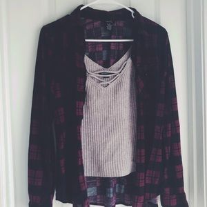 Rue 21 Plaid Pink Top